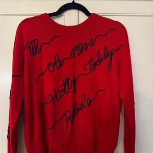 Red Women's Sweater with Ole miss script